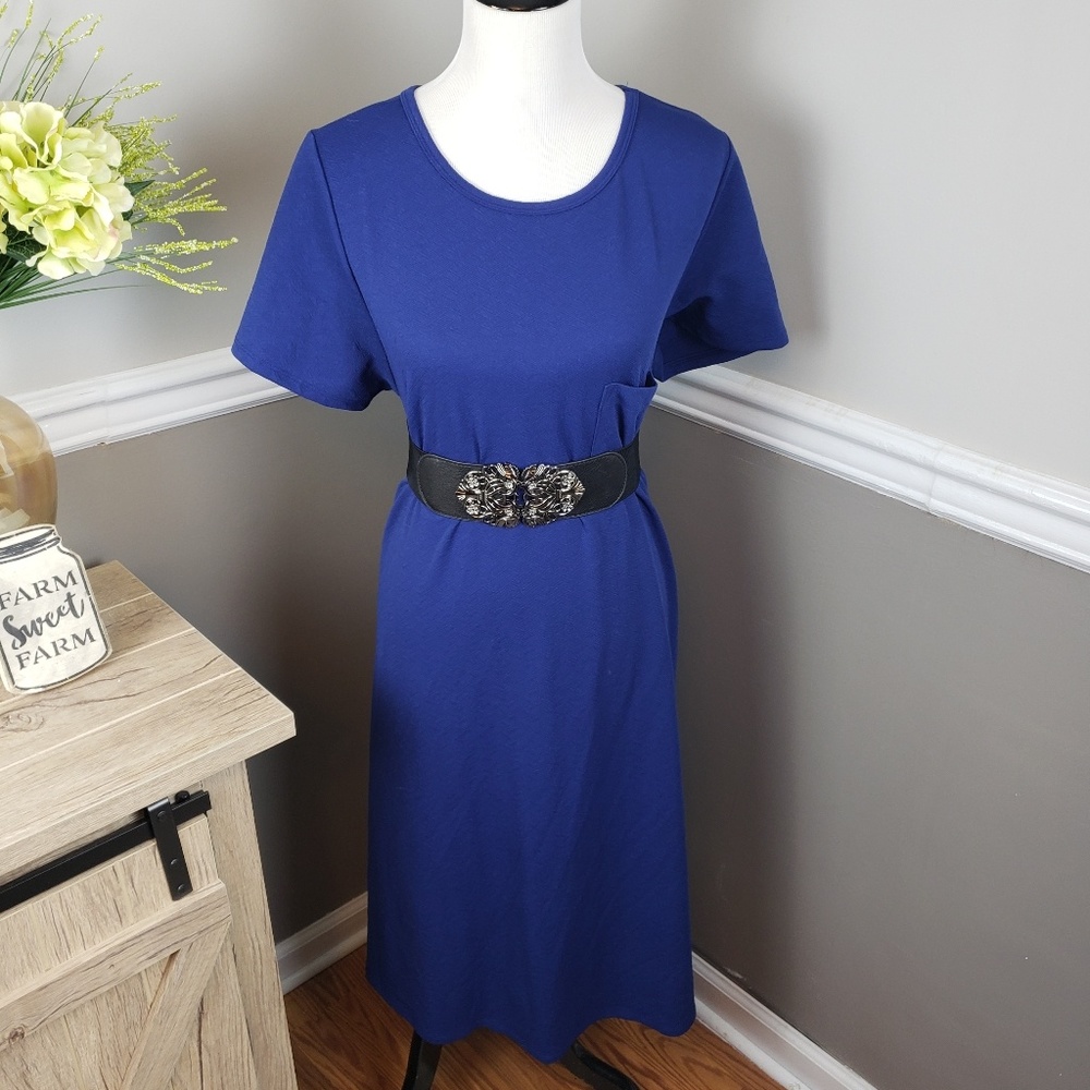 Lularoe ROYAL NAVY Blue Quilted Carly 2XL Dress